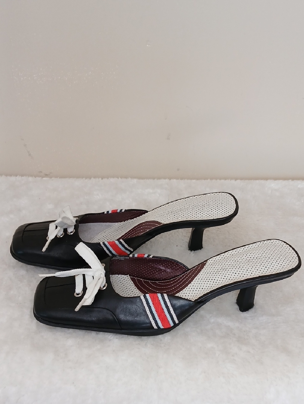 Vintage Nine West Leather Blokette Sneaker Mules Size 9